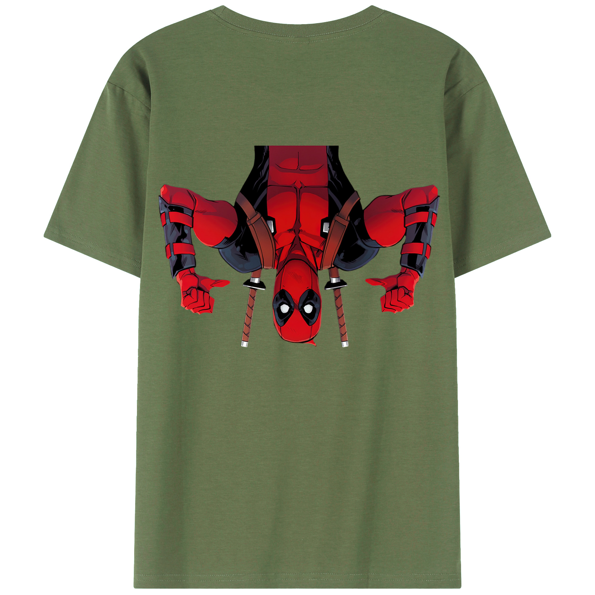 （画像用） Deadpool デッドプール 綿100％ メンズ半袖Tシャツ（バックプリント） 通気性